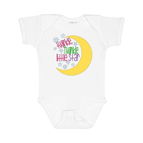 Inktastic Twinkle Twinkle Little Star with Yellow Moon Boys or Girls Baby Bodysuit