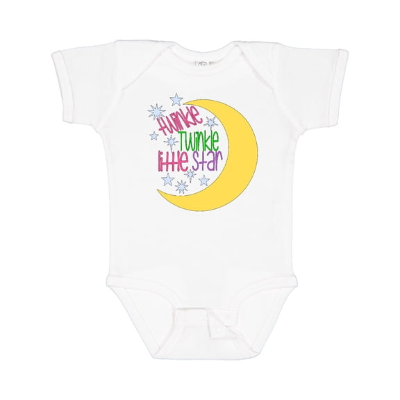 Inktastic Twinkle Twinkle Little Star with Yellow Moon Boys or Girls Baby Bodysuit