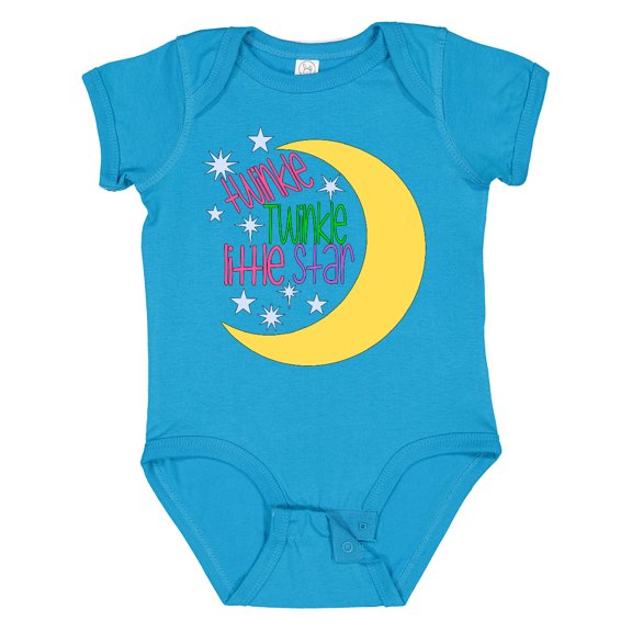 Inktastic Twinkle Twinkle Little Star with Yellow Moon Boys or Girls Baby Bodysuit