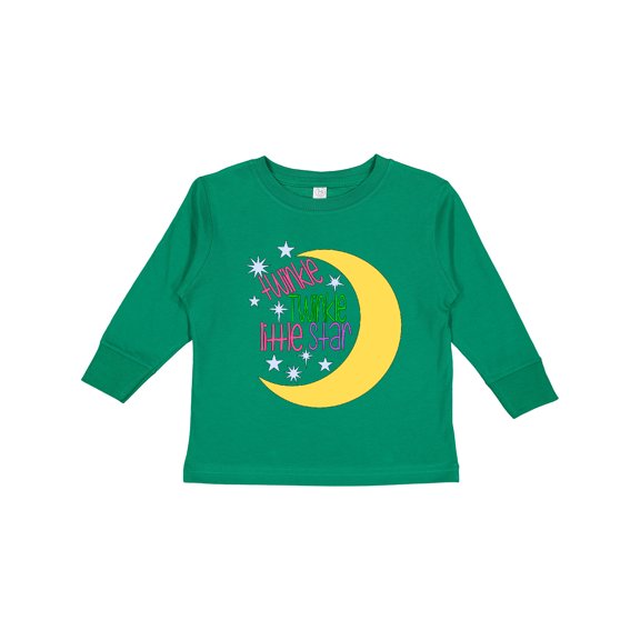 Inktastic Twinkle Twinkle Little Star with Yellow Moon Boys or Girls Long Sleeve Toddler T-Shirt