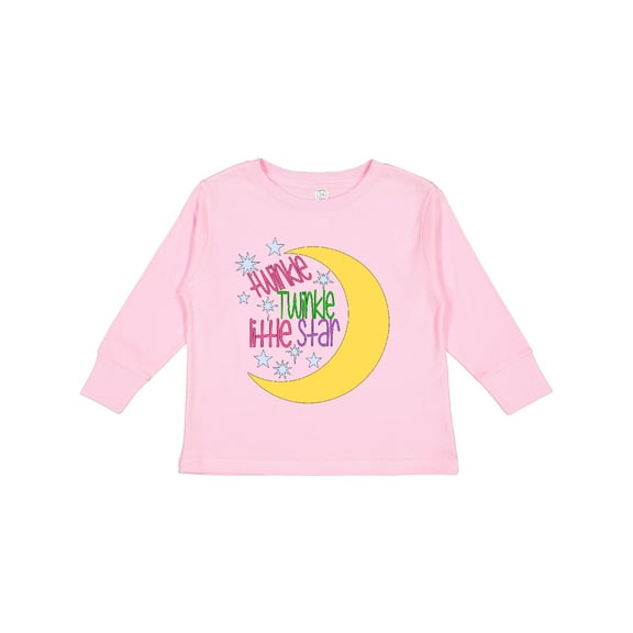 Inktastic Twinkle Twinkle Little Star with Yellow Moon Boys or Girls Long Sleeve Toddler T-Shirt