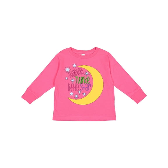 Inktastic Twinkle Twinkle Little Star with Yellow Moon Boys or Girls Long Sleeve Toddler T-Shirt