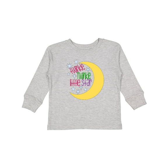 Inktastic Twinkle Twinkle Little Star with Yellow Moon Boys or Girls Long Sleeve Toddler T-Shirt