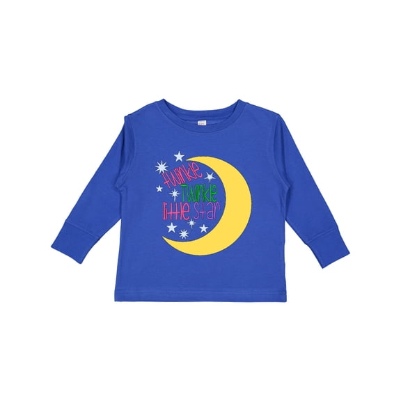 Inktastic Twinkle Twinkle Little Star with Yellow Moon Boys or Girls Long Sleeve Toddler T-Shirt