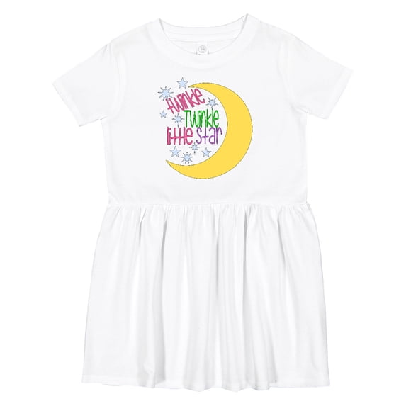 Inktastic Twinkle Twinkle Little Star with Yellow Moon Girls Toddler Dress