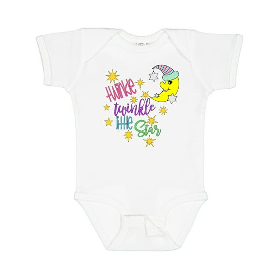 Inktastic Twinkle, Twinkle, Little Star with Yellow Moon in Night Cap Boys or Girls Baby Bodysuit