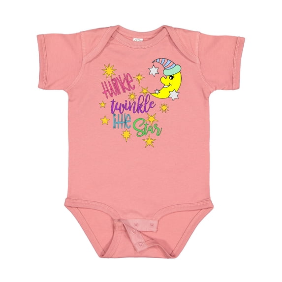 Inktastic Twinkle, Twinkle, Little Star with Yellow Moon in Night Cap Boys or Girls Baby Bodysuit