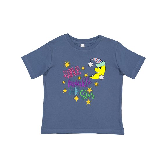 Inktastic Twinkle, Twinkle, Little Star with Yellow Moon in Night Cap Boys or Girls Baby T-Shirt