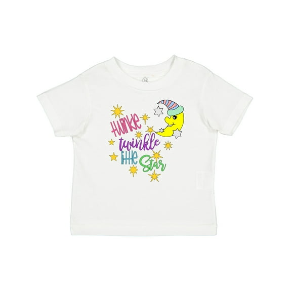 Inktastic Twinkle, Twinkle, Little Star with Yellow Moon in Night Cap Boys or Girls Baby T-Shirt
