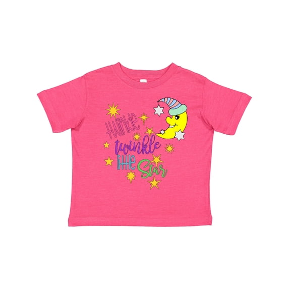 Inktastic Twinkle, Twinkle, Little Star with Yellow Moon in Night Cap Boys or Girls Toddler T-Shirt