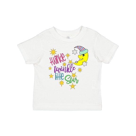 Inktastic Twinkle, Twinkle, Little Star with Yellow Moon in Night Cap Boys or Girls Toddler T-Shirt
