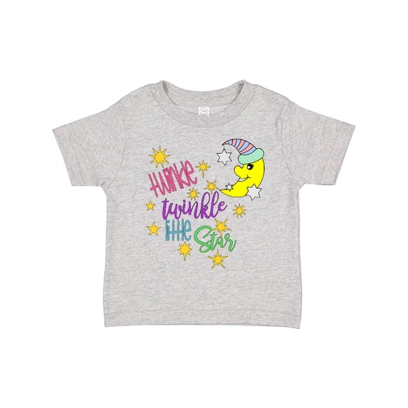 Inktastic Twinkle, Twinkle, Little Star with Yellow Moon in Night Cap Boys or Girls Toddler T-Shirt