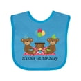 thumbnail image 1 of Inktastic Twins 1st Birthday Bears Boys or Girls Baby Bib, 1 of 4