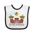 thumbnail image 1 of Inktastic Twins 1st Birthday Bears Boys or Girls Baby Bib, 1 of 4