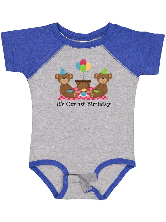 Twins 1st Birthday Bears Boys or Girls Baby Bodysuit