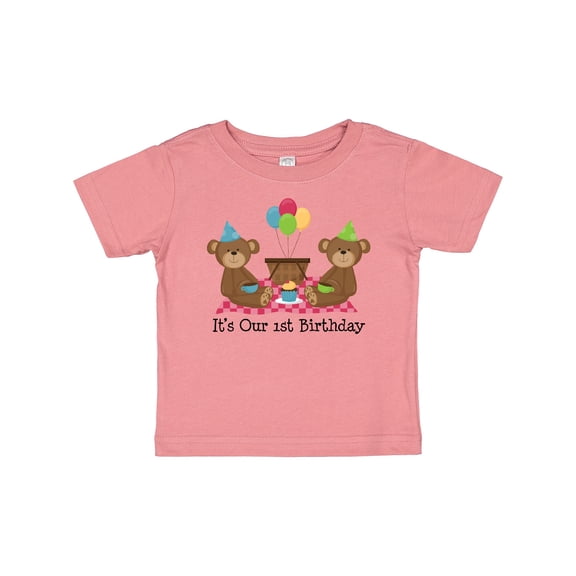 Inktastic Twins 1st Birthday Bears Boys or Girls Baby T-Shirt