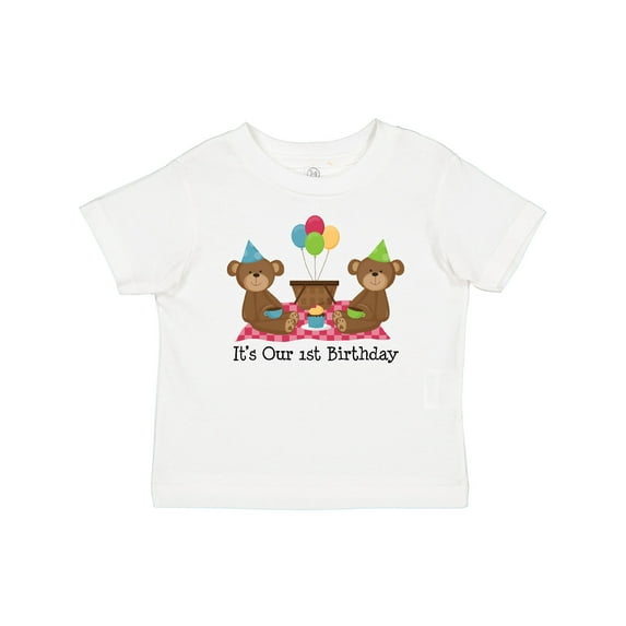 Inktastic Twins 1st Birthday Bears Boys or Girls Baby T-Shirt