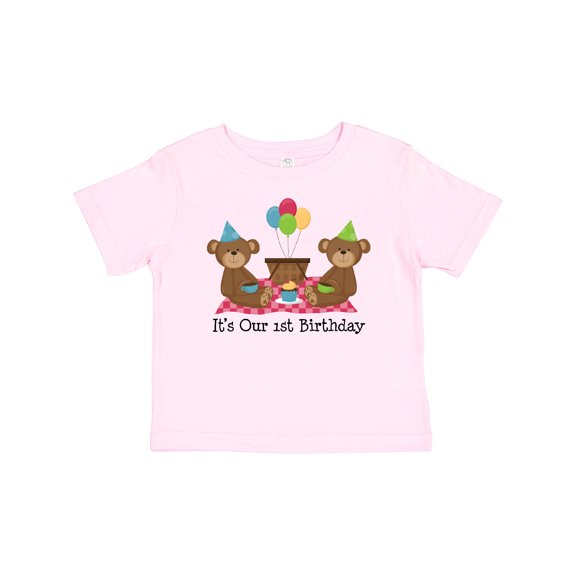 Inktastic Twins 1st Birthday Bears Boys or Girls Baby T-Shirt