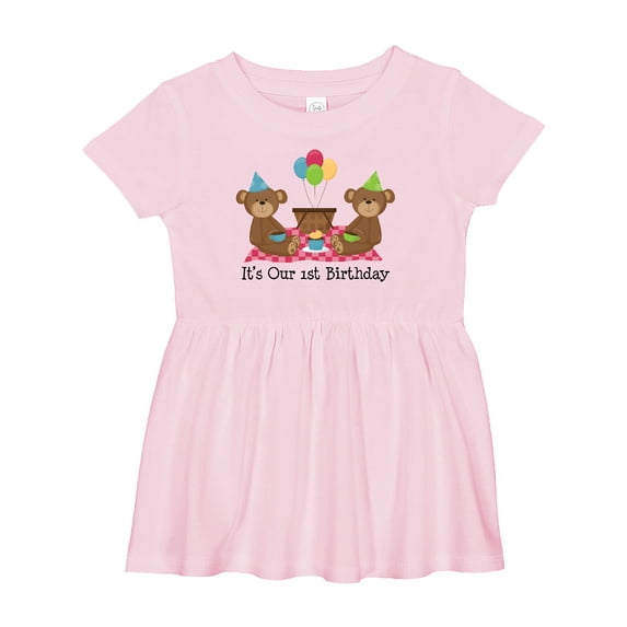 Inktastic Twins 1st Birthday Bears Girls Baby Dress