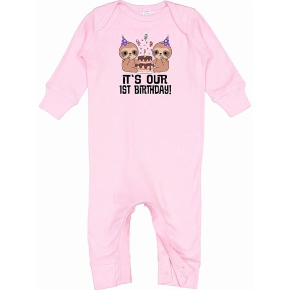 Inktastic Twins 1st Birthday Sloth Boy Girl 1 Year Old Baby Romper Coveralls