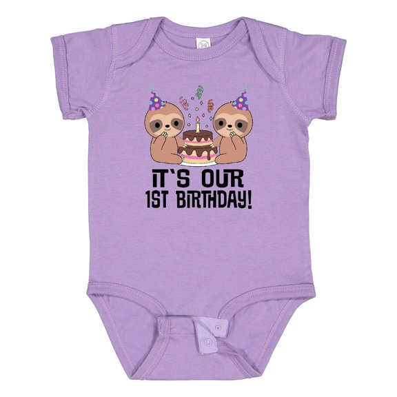 Inktastic Twins 1st Birthday Sloth Boy Girl 1 Year Old Boys or Girls Baby Bodysuit