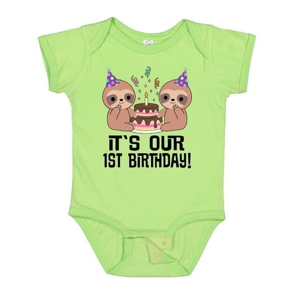 Inktastic Twins 1st Birthday Sloth Boy Girl 1 Year Old Boys or Girls Baby Bodysuit