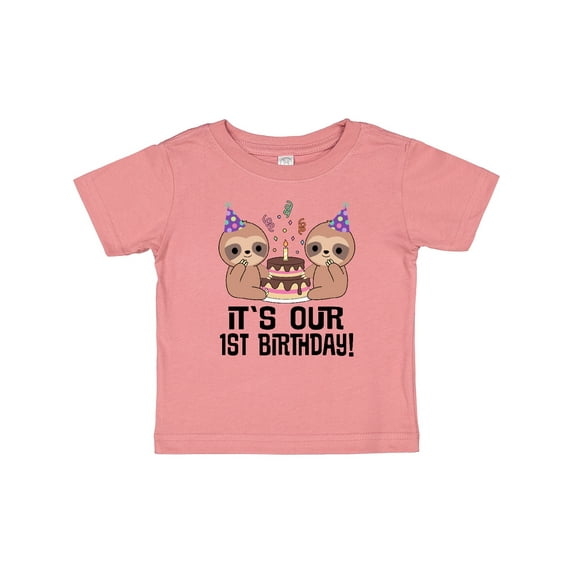 Inktastic Twins 1st Birthday Sloth Boy Girl 1 Year Old Boys or Girls Baby T-Shirt