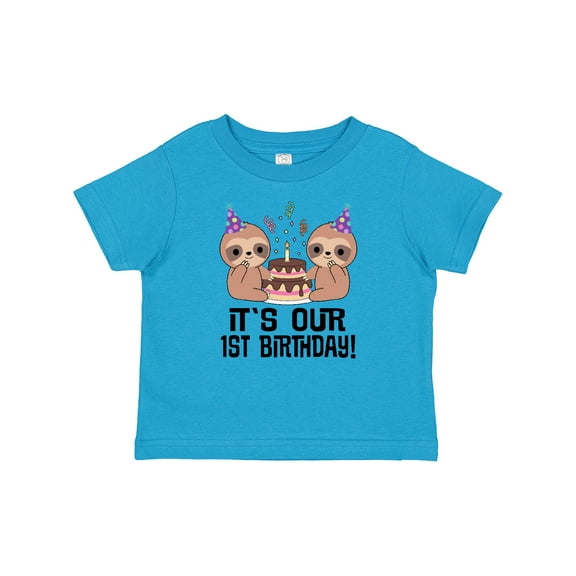 Inktastic Twins 1st Birthday Sloth Boy Girl 1 Year Old Boys or Girls Baby T-Shirt