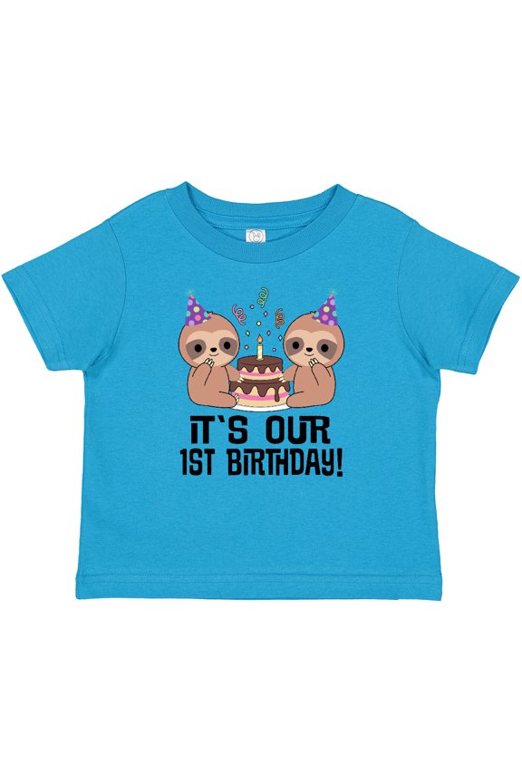Twins 1st Birthday Sloth Boy Girl 1 Year Old Boys or Girls Baby T-Shirt