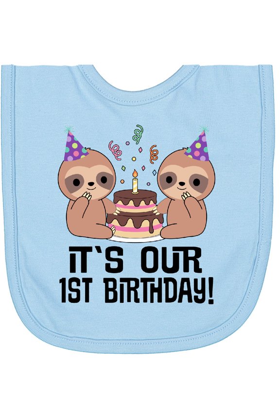 Twins 1st Birthday Sloth Boy Girl 1 Year Old Newborn Bib