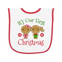 Inktastic Twins 1st Christmas Gingerbread Girls Baby Terry Cloth Bib