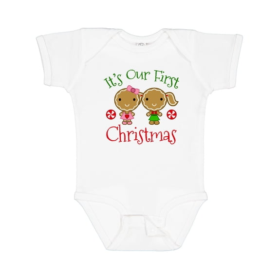 Inktastic Twins 1st Christmas Gingerbread Girls Girls Baby Bodysuit