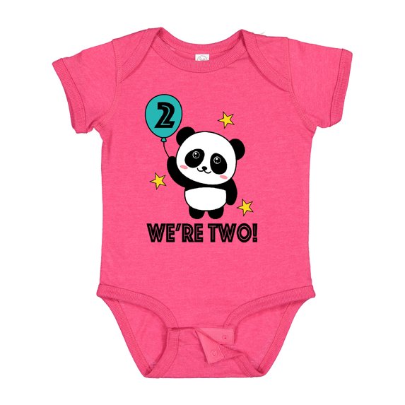 Inktastic Twins 2nd Birthday Panda Boys or Girls Baby Bodysuit