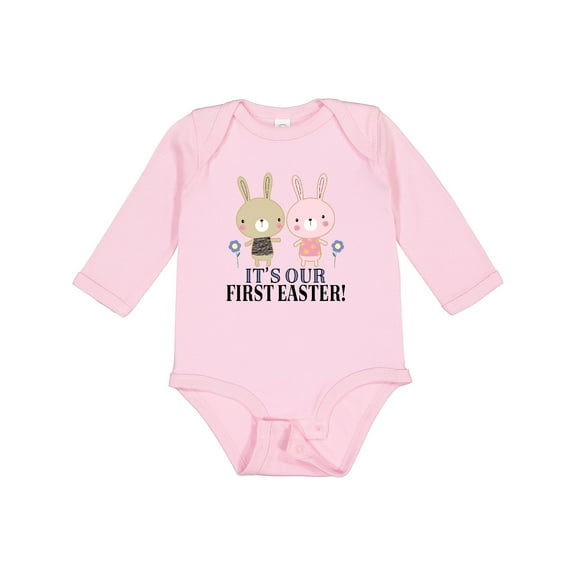 Inktastic Twins First Easter Boy Girl Boys or Girls Long Sleeve Baby Bodysuit