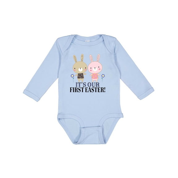 Inktastic Twins First Easter Boy Girl Boys or Girls Long Sleeve Baby Bodysuit