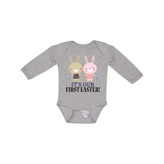 Inktastic Twins First Easter Boy Girl Boys or Girls Long Sleeve Baby Bodysuit