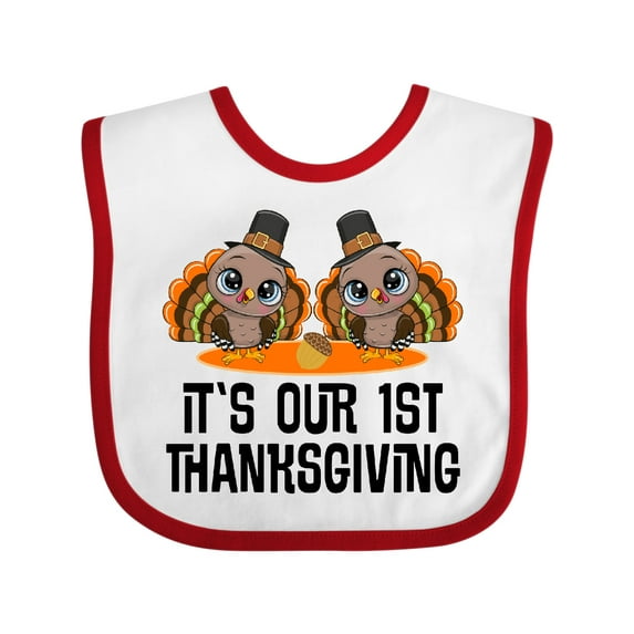 Inktastic Twins First Thanksgiving Turkey Boys or Girls Baby Bib