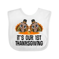 Inktastic Twins First Thanksgiving Turkey Boys or Girls Baby Bib