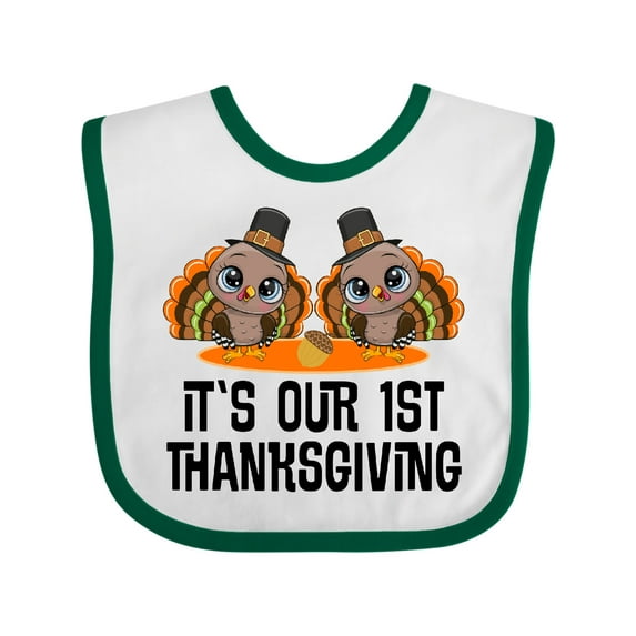Inktastic Twins First Thanksgiving Turkey Boys or Girls Baby Bib