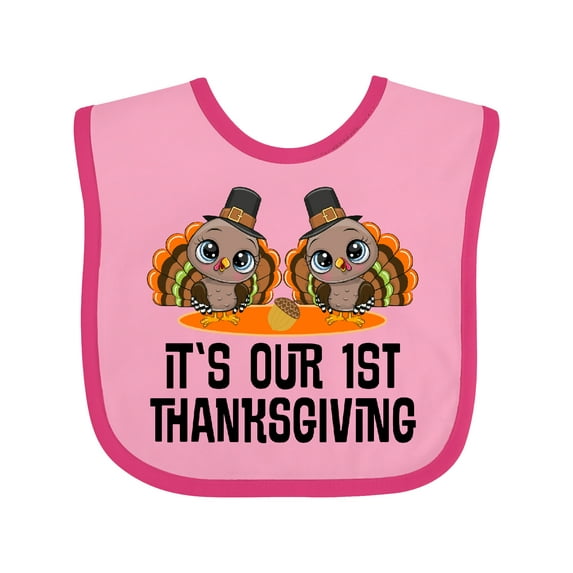 Inktastic Twins First Thanksgiving Turkey Boys or Girls Baby Bib