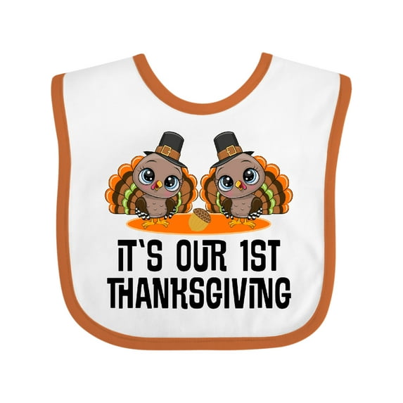 Inktastic Twins First Thanksgiving Turkey Boys or Girls Baby Bib