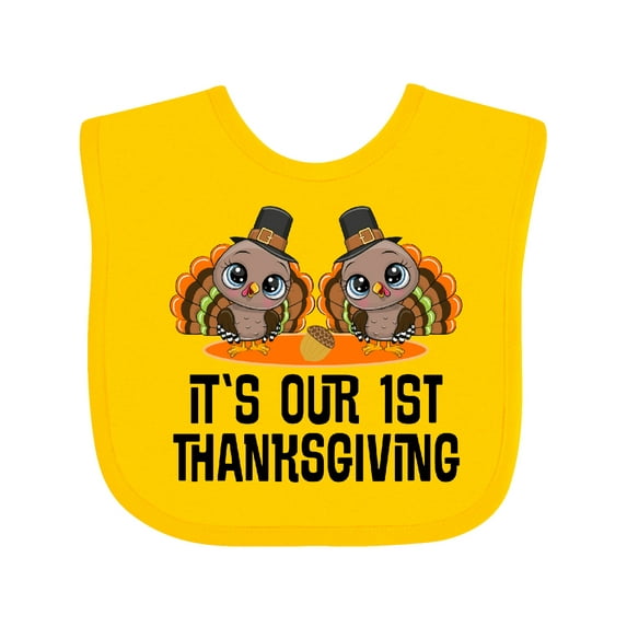 Inktastic Twins First Thanksgiving Turkey Boys or Girls Baby Bib