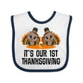 thumbnail image 1 of Inktastic Twins First Thanksgiving Turkey Boys or Girls Baby Bib, 1 of 4