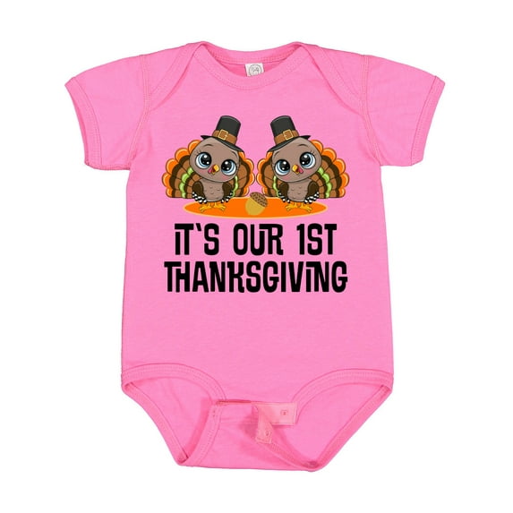 Inktastic Twins First Thanksgiving Turkey Boys or Girls Baby Bodysuit