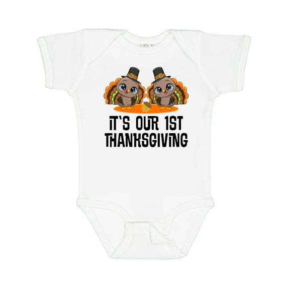 Inktastic Twins First Thanksgiving Turkey Boys or Girls Baby Bodysuit