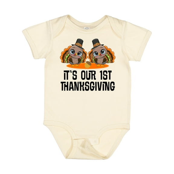 Inktastic Twins First Thanksgiving Turkey Boys or Girls Baby Bodysuit