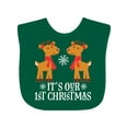 thumbnail image 1 of Inktastic Twins Our 1st Christmas Reindeer Boys or Girls Baby Bib, 1 of 4