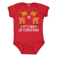 thumbnail image 1 of Inktastic Twins Our 1st Christmas Reindeer Boys or Girls Baby Bodysuit, 1 of 5