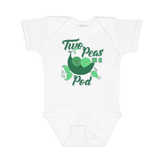 Inktastic Two Peas in a Pod with Faces Boys or Girls Baby Bodysuit
