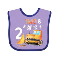 Inktastic Two and Digging It Bulldozer 2nd Birthday Boys or Girls Baby Bib